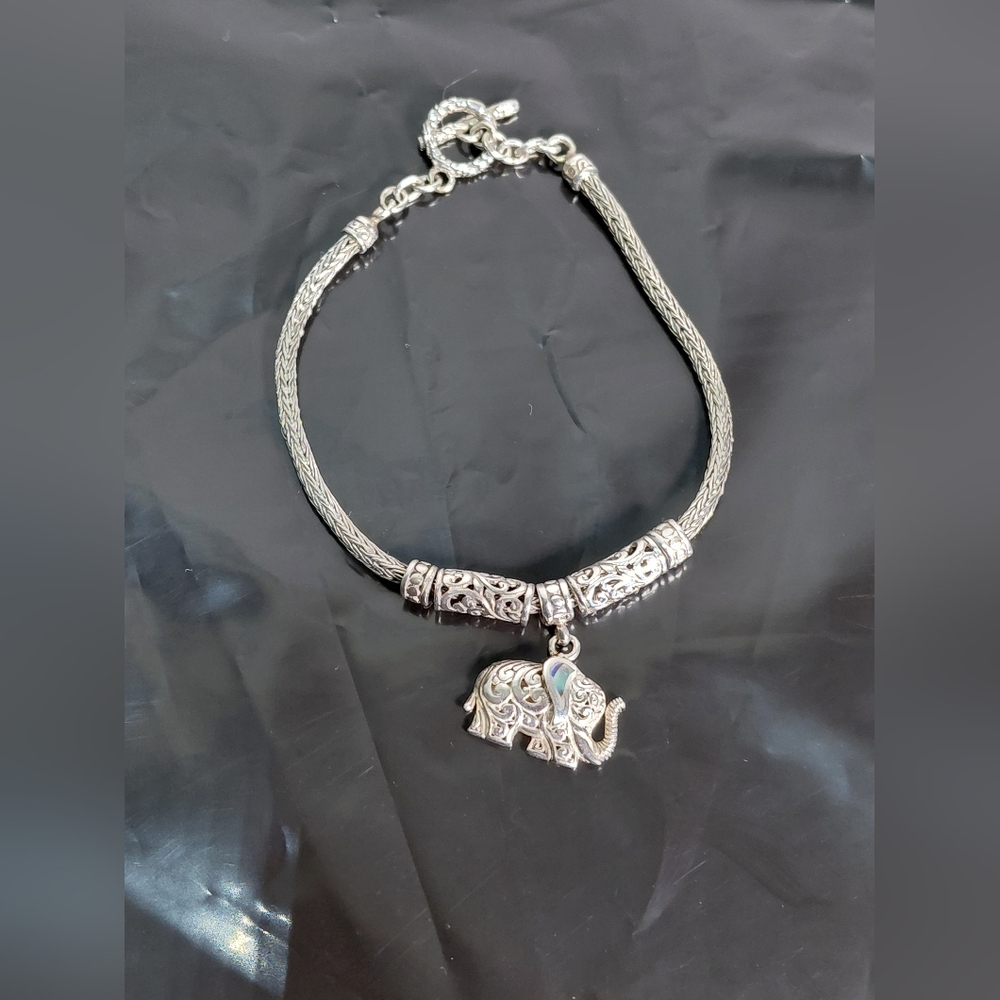 Sterling Silver Elephant Charm Necklace - Silver